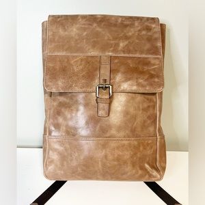 Jos A Bank Leather Buckle Laptop Backpack